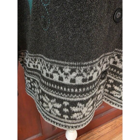 Talbots Womens Medium Wool Christmas Cardigan Embroidered Holly & Nordic Pattern - Picture 4 of 9